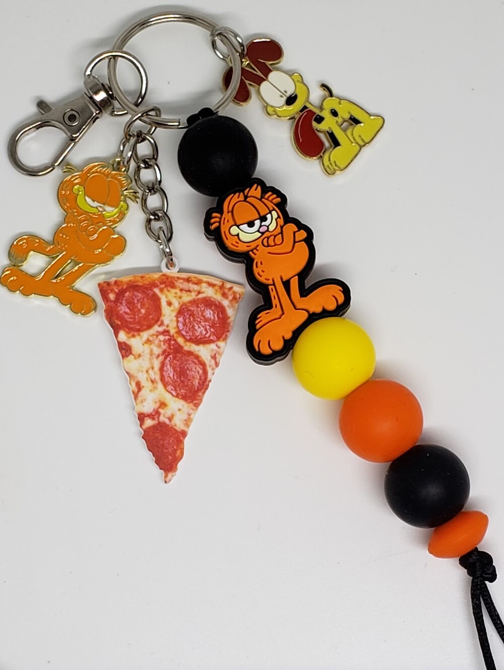 Handmade Garfield Silicone Beaded Keychain